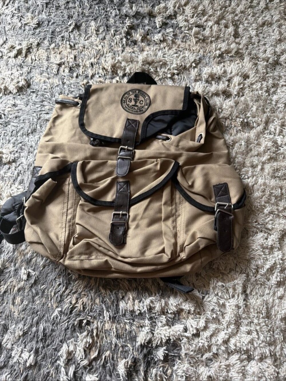 VTG SC Seal Of The Sierra Club Sand Tan Back Pack Utility Pockets 90s
